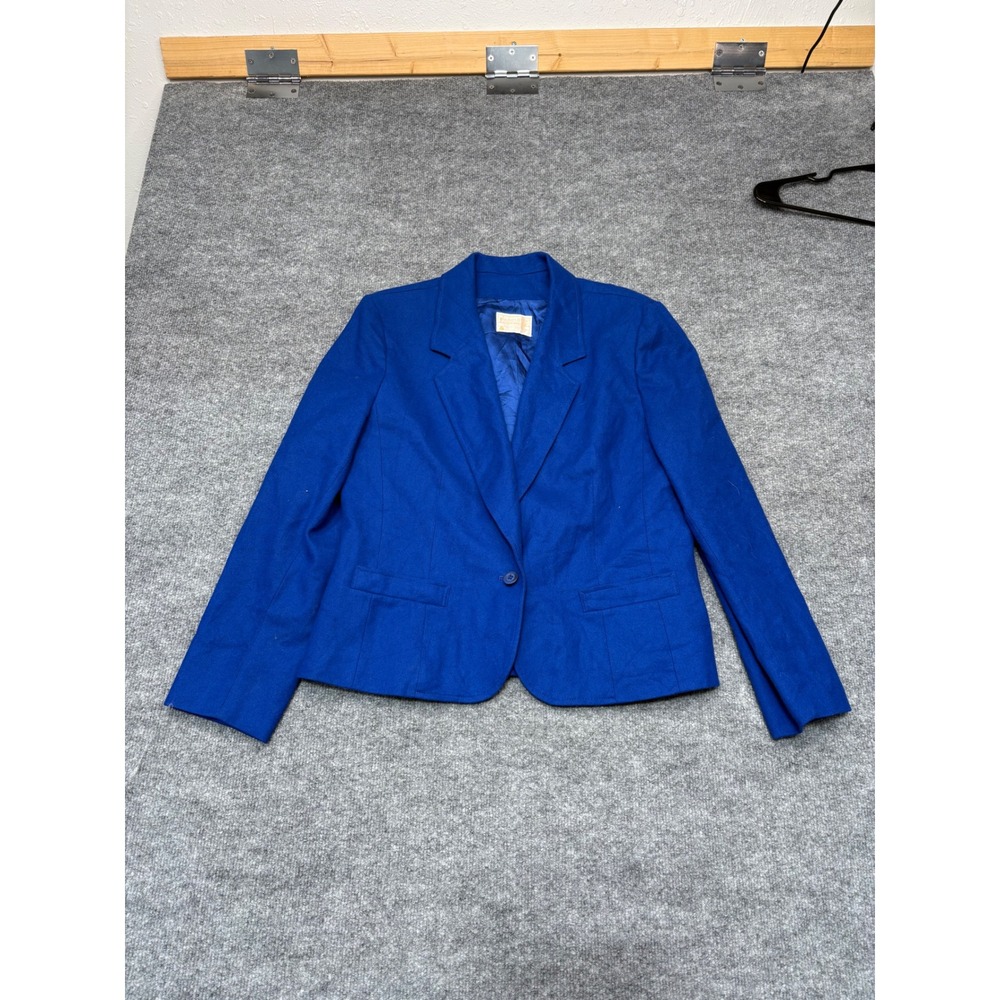 Vintage Pendleton Royal Blue 100% Virgin Wool‎ Blazer Jacket Size 16 Made in USA